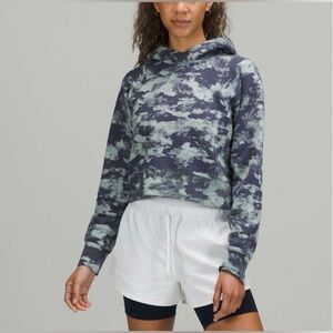 Lululemon Loungeful Cropped Hoodie Jacket Heritage Camo Wash WP Blue Multi Sz 6